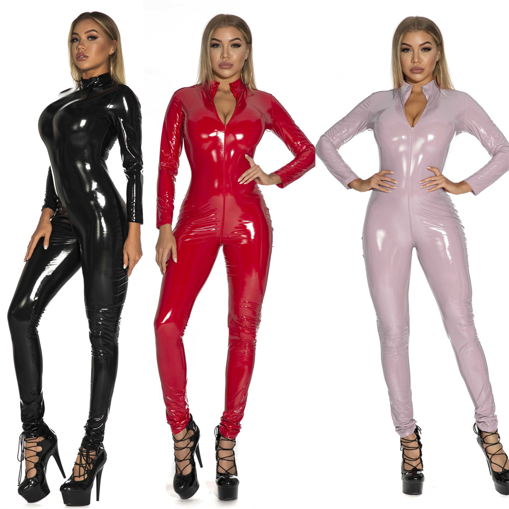 Women Sexy Shiny PU Faux Leath - Sewing Latex 评论和价格