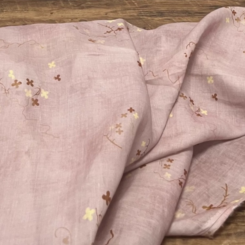 Boho Ramie Linen Fabric Dusty  - Vintage Sewing Textile 评论和价格