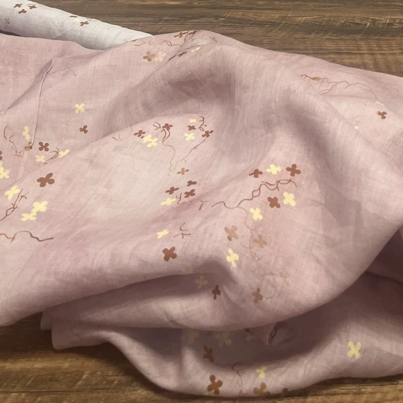 Boho Ramie Linen Fabric Dusty  - Vintage Sewing Textile 评论和价格