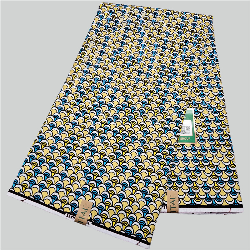 Blue Cotton African Waxed Fabr - Sewing Batik Fabric 评论和价格